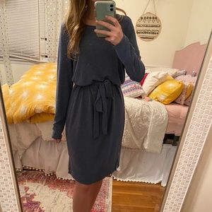 Halston Deep Cobalt Jersey Knit Dress with Tie Waist